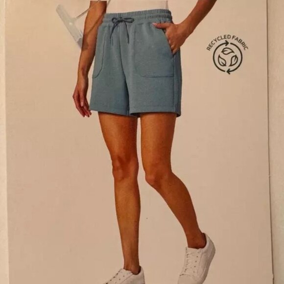 Mondetta Womens Midweight Blue Ribbed Scuba Short NWT - Picture 3 of 11